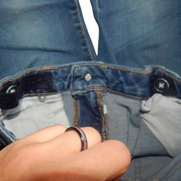 WONDER NATION girls size 7 blue skinny jeans with adjustable waistband tabs - Picture 3 of 5